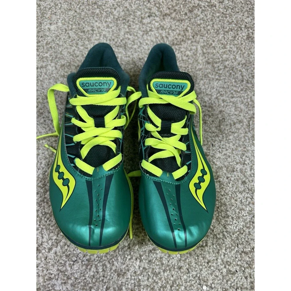 Saucony Spit Fire‎ Track Running Shoes Green Yellow  Womens US Size 9